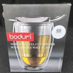 Bodum New Yo-Yo Tea Cup Infuser Double Wall Glass Mug Stainless Filter K10547-16